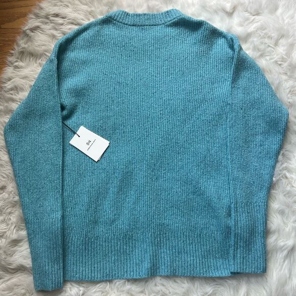 NWT Something Navy Flecked Crewneck Sweater in Teal Sicily Combo - Picture 5 of 5